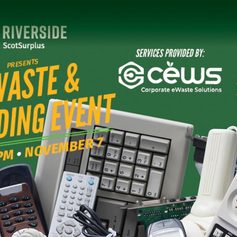 E-Waste and Shredding Event with bucket of electronics