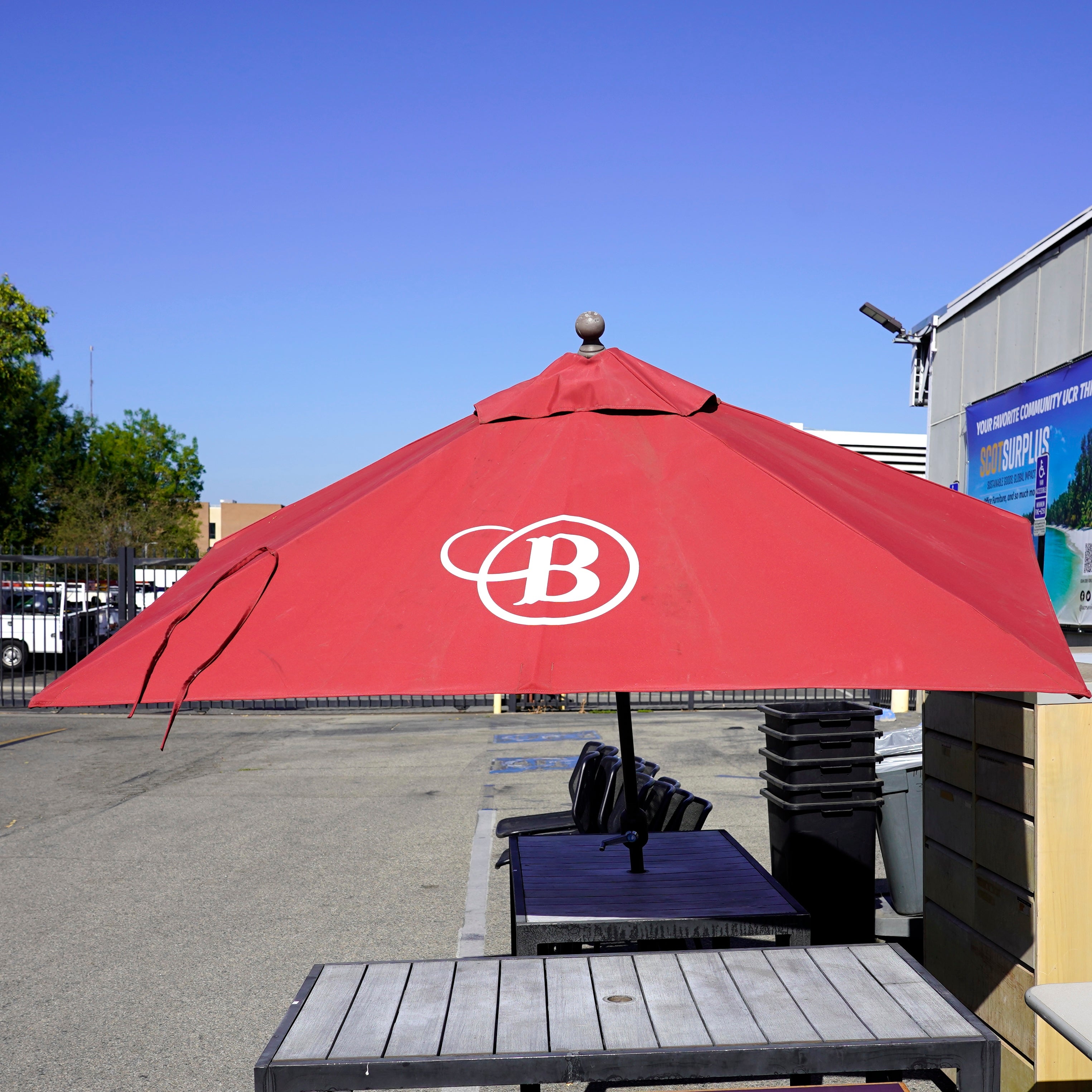 Our outdoor patio umbrellas provide serious red-zone protection.