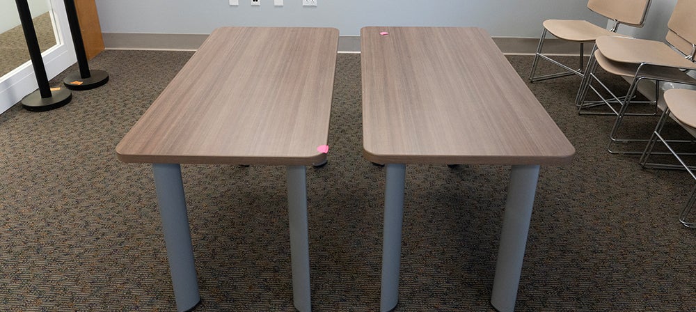 two rectangular desks